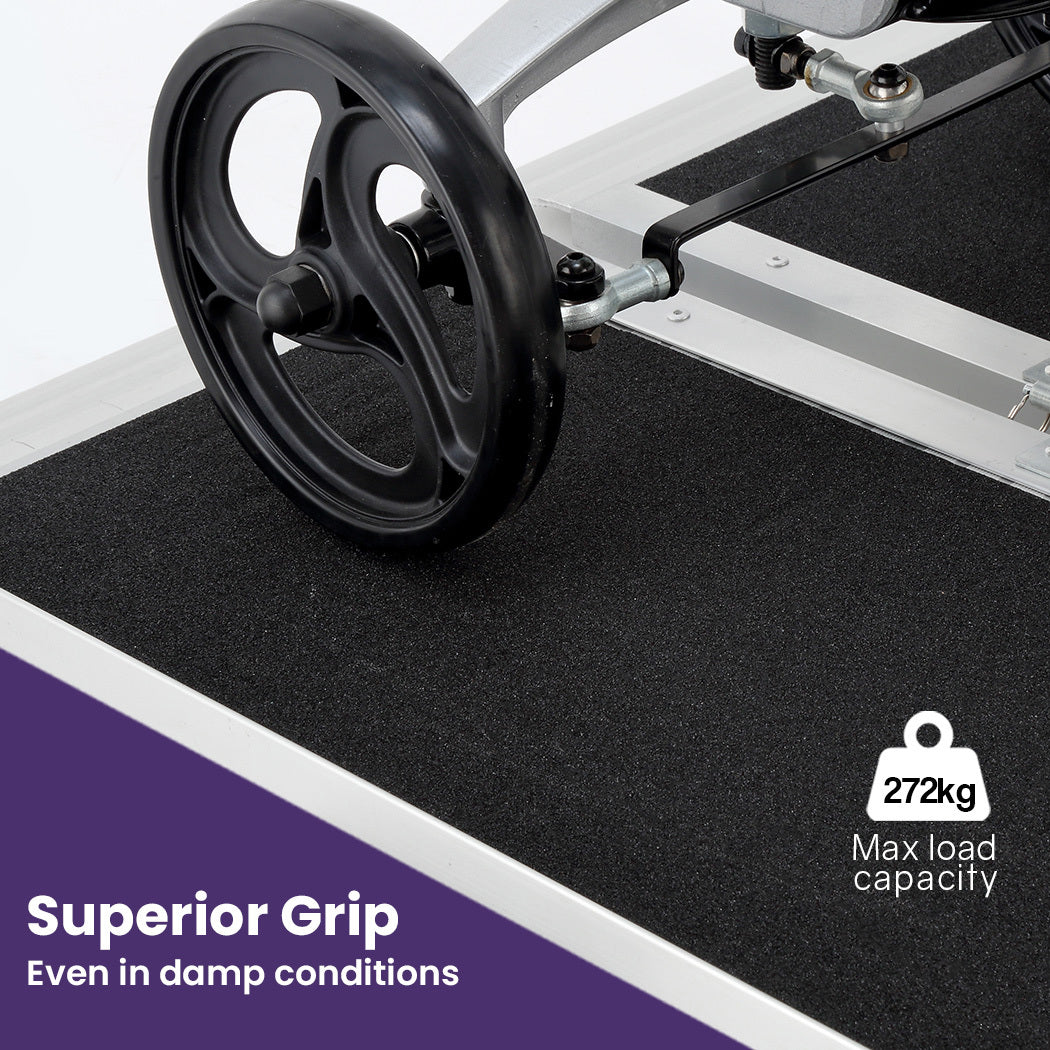Equipmed 123cm Aluminium Folding Access Ramp Black Ultra-Grip 272kg Capacity