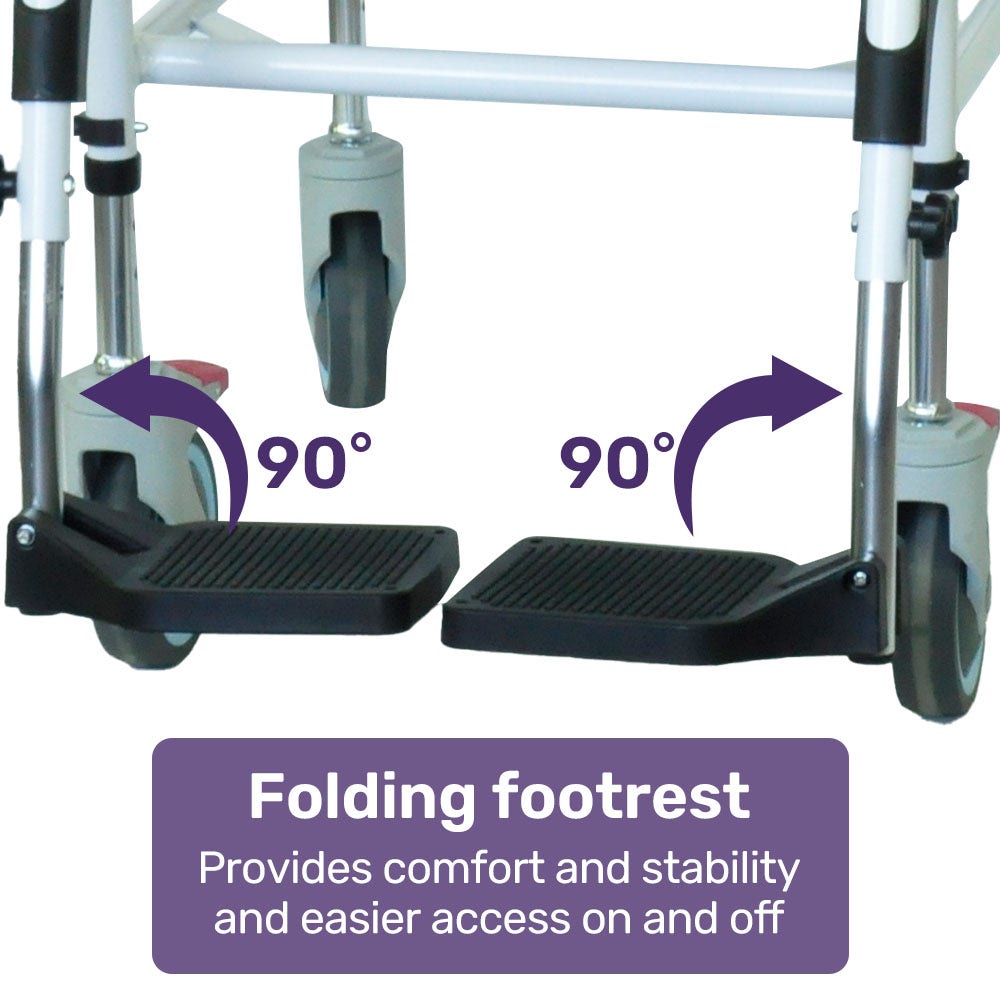 Equipmed Aluminium Commode Shower Chair with Wheels Black 136kg Capacity