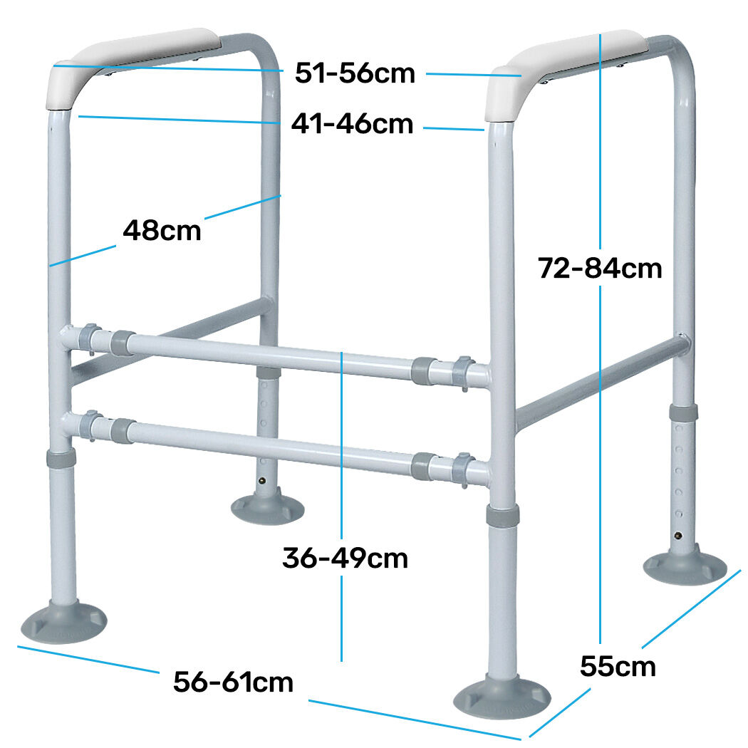 Equipmed Adjustable Over Toilet Safety Frame 125kg Capacity