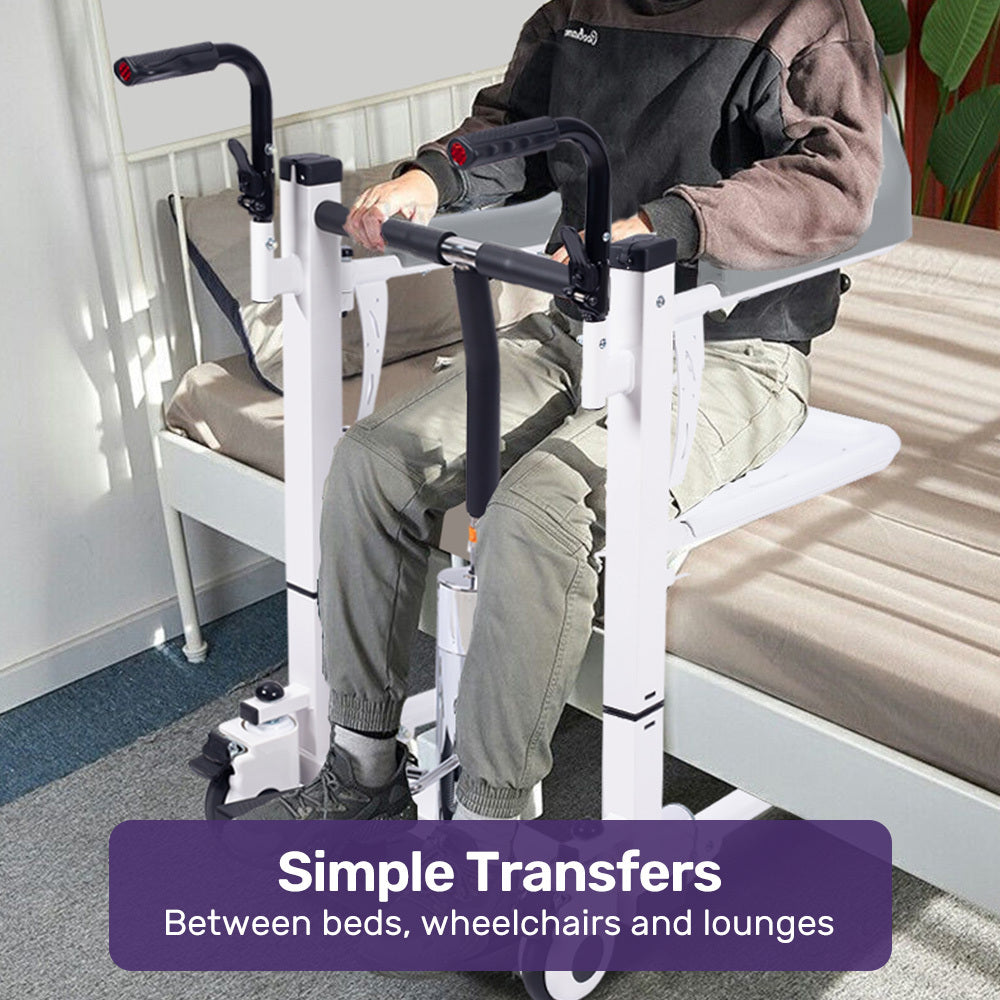 Equipmed Hydraulic Patient Transfer Chair Shower Commode White