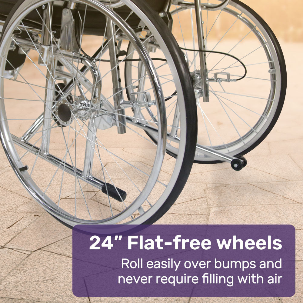 SmartRide Deluxe 46cm Reclining Wheelchair Self-Propelled Chrome Steel