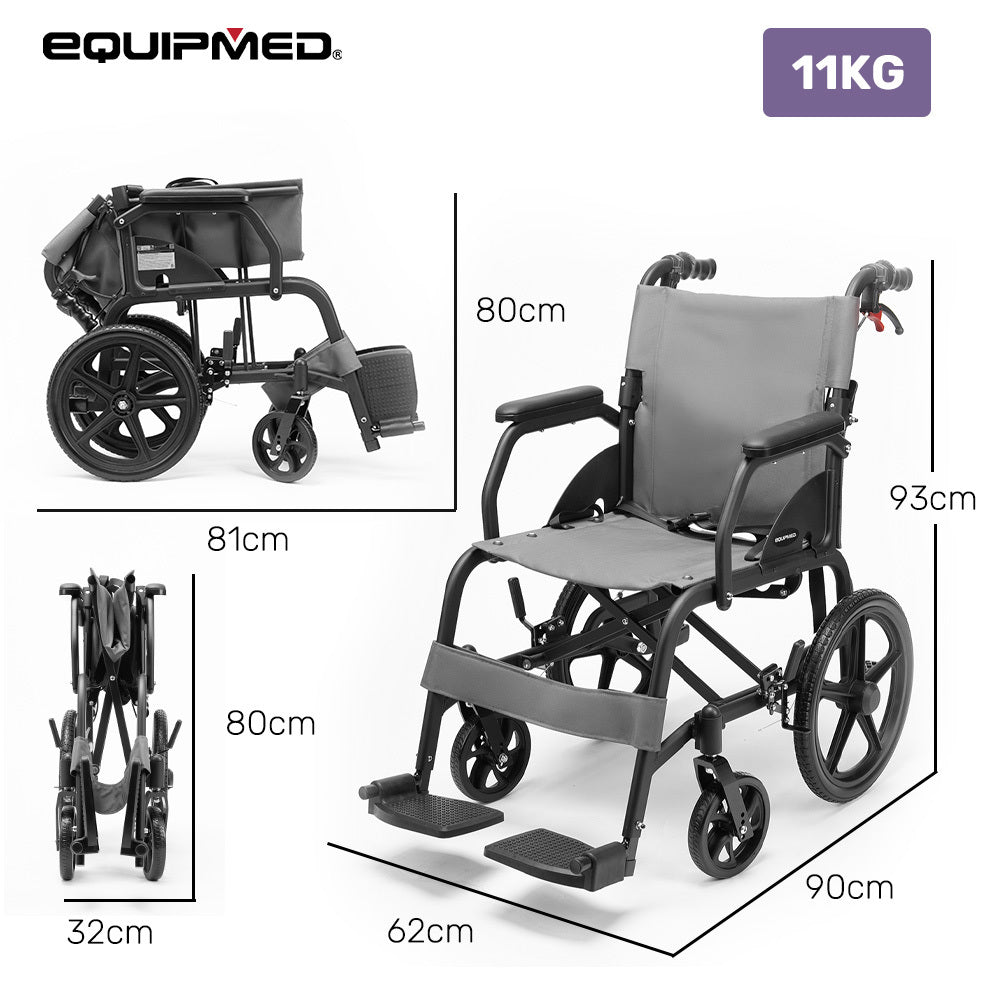 Transitline Lite Folding Wheelchair Lightweight Aluminium Grey
