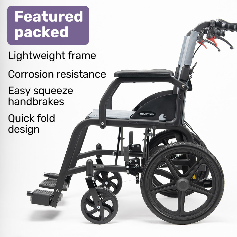 Transitline Lite Folding Wheelchair Lightweight Aluminium Grey