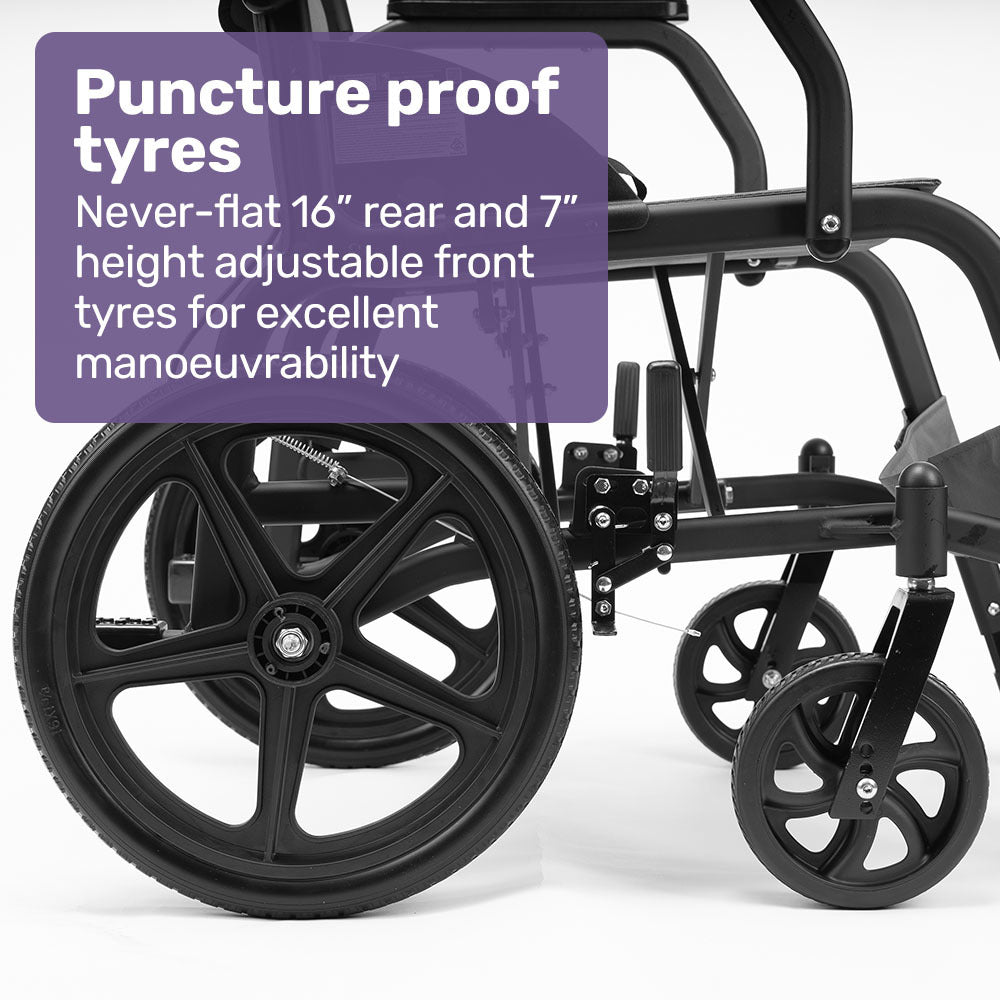 Transitline Lite Folding Wheelchair Lightweight Aluminium Grey