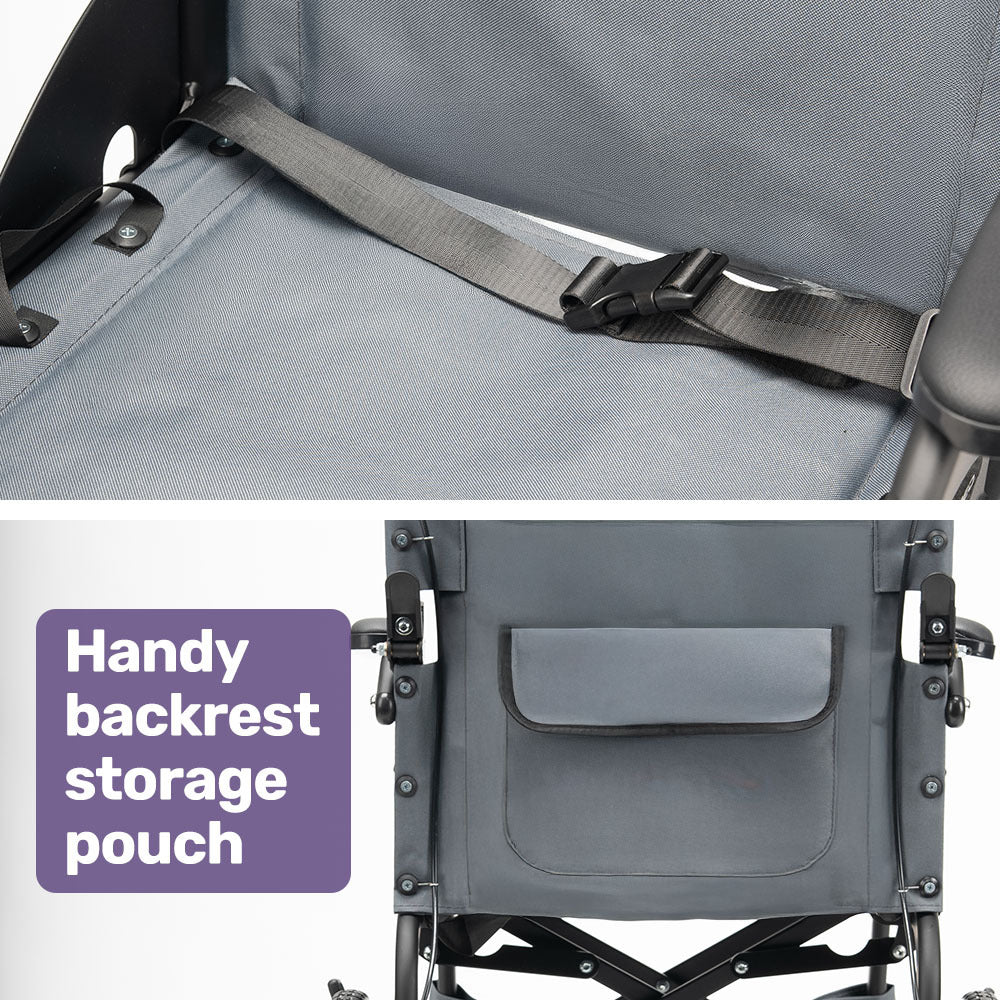 Transitline Lite Folding Wheelchair Lightweight Aluminium Grey