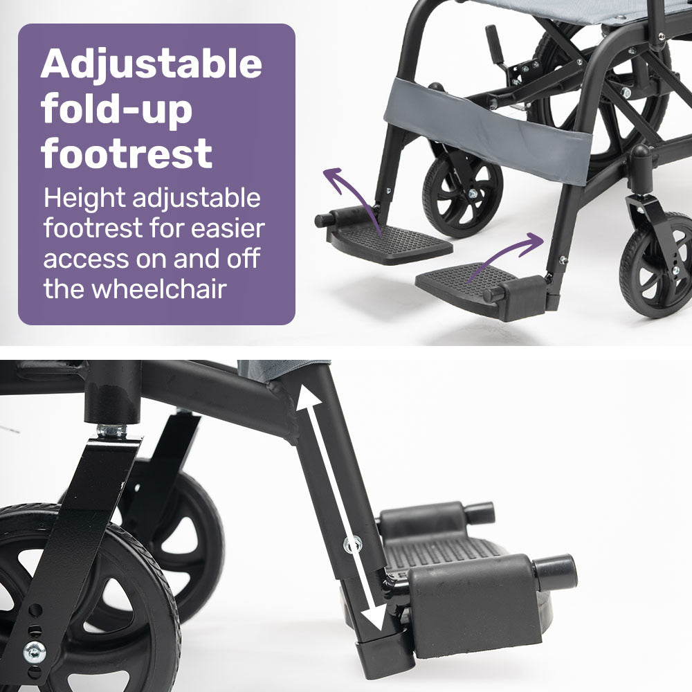 Transitline Lite Folding Wheelchair Lightweight Aluminium Grey