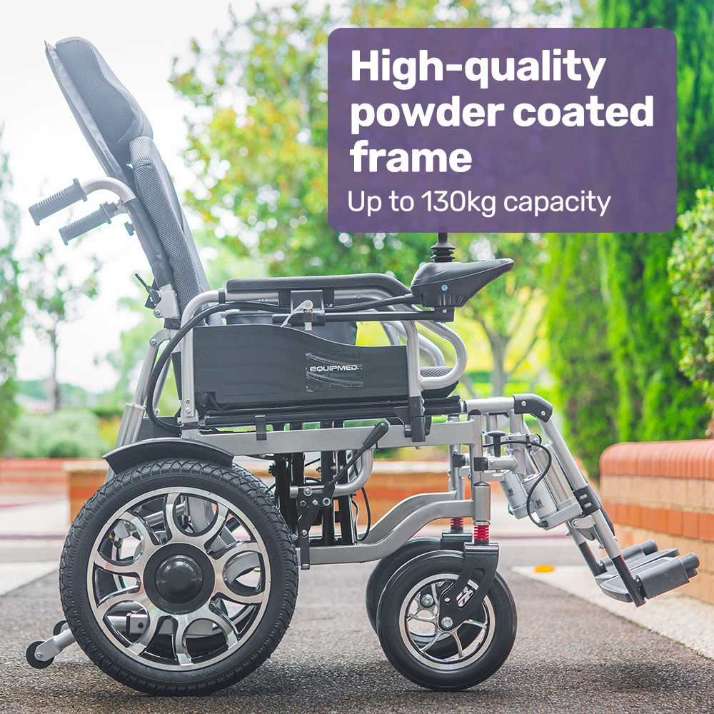 PowerCruise 16" Electric Wheelchair Long Range Auto Recline Grey/Black