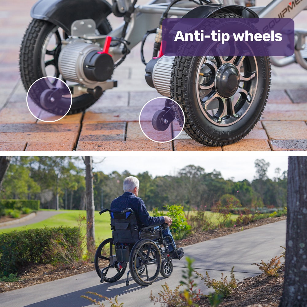 PowerCruise DualSmart 24" Electric Wheelchair Folding Long Range Matte Black/Blue