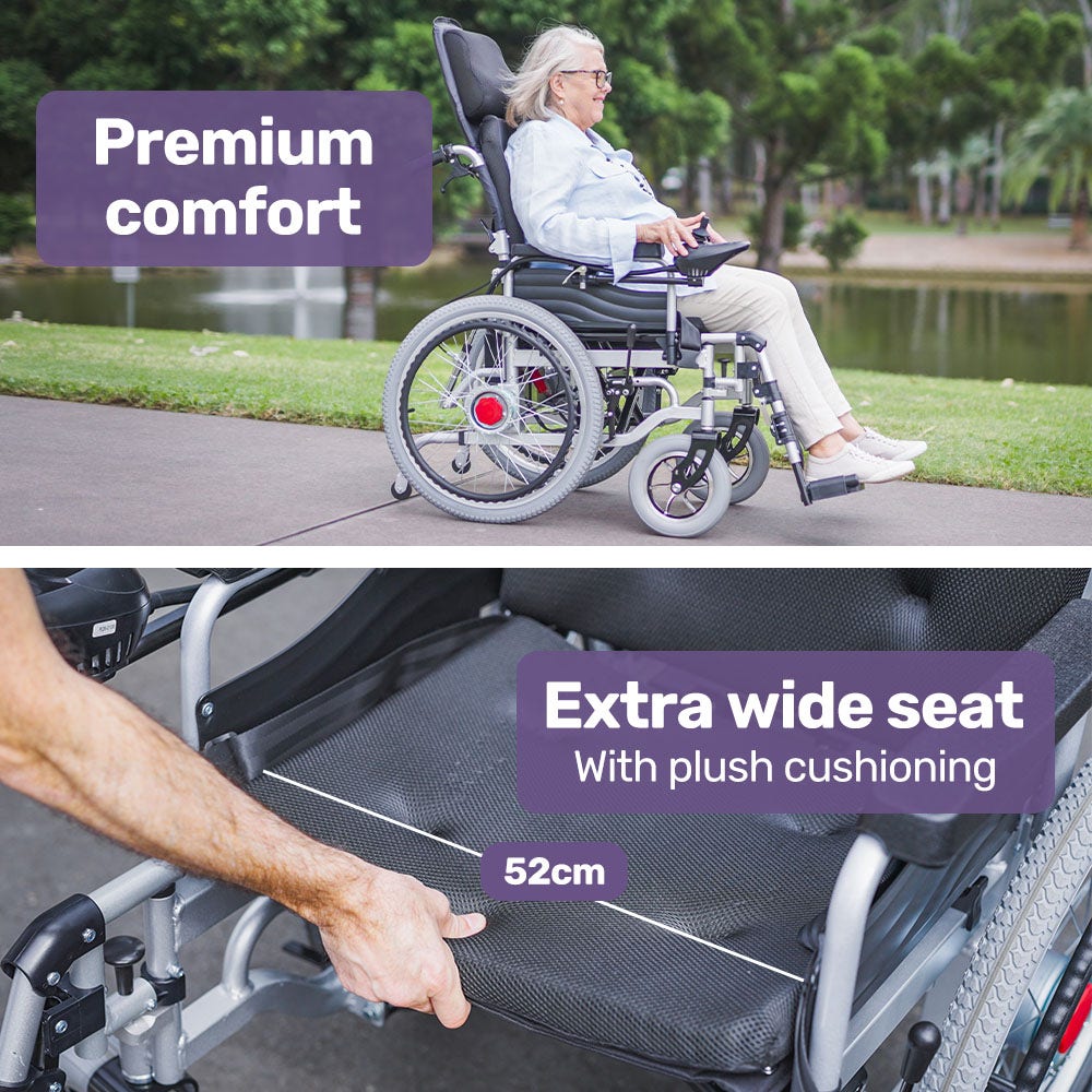 PowerCruise XL Electric Wheelchair Bariatric Recline Long Range Black