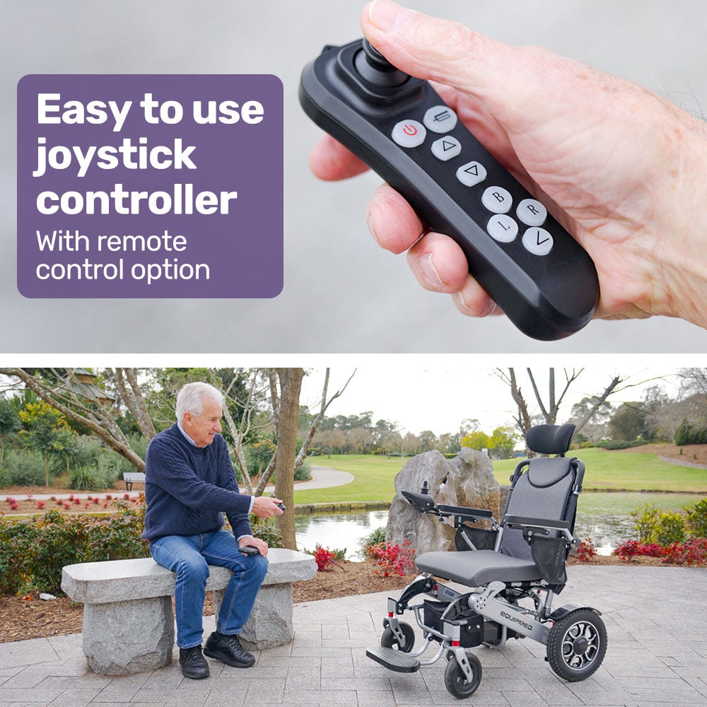 PowerCruise Venture Comfort+ Electric Wheelchair Long Range Remote Control Black/Silver