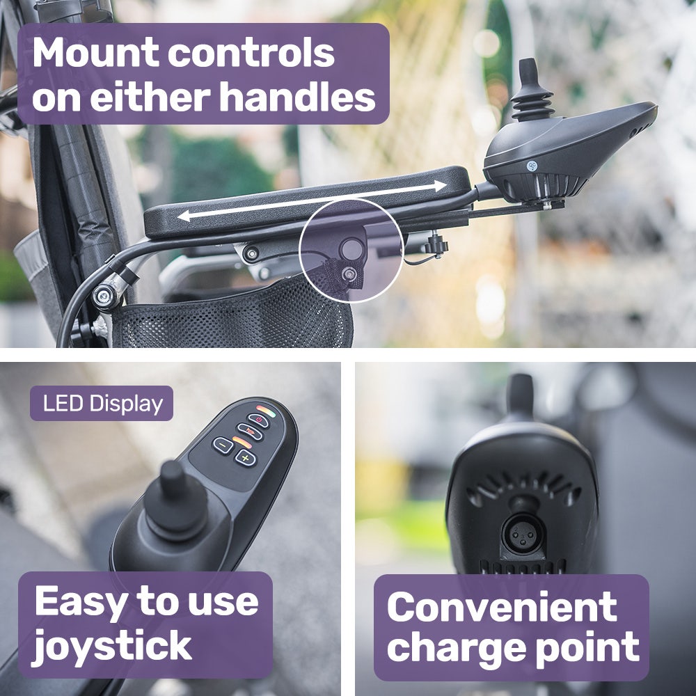 PowerCruise Venture Comfort+ Electric Wheelchair Long Range Remote Control Black/Silver