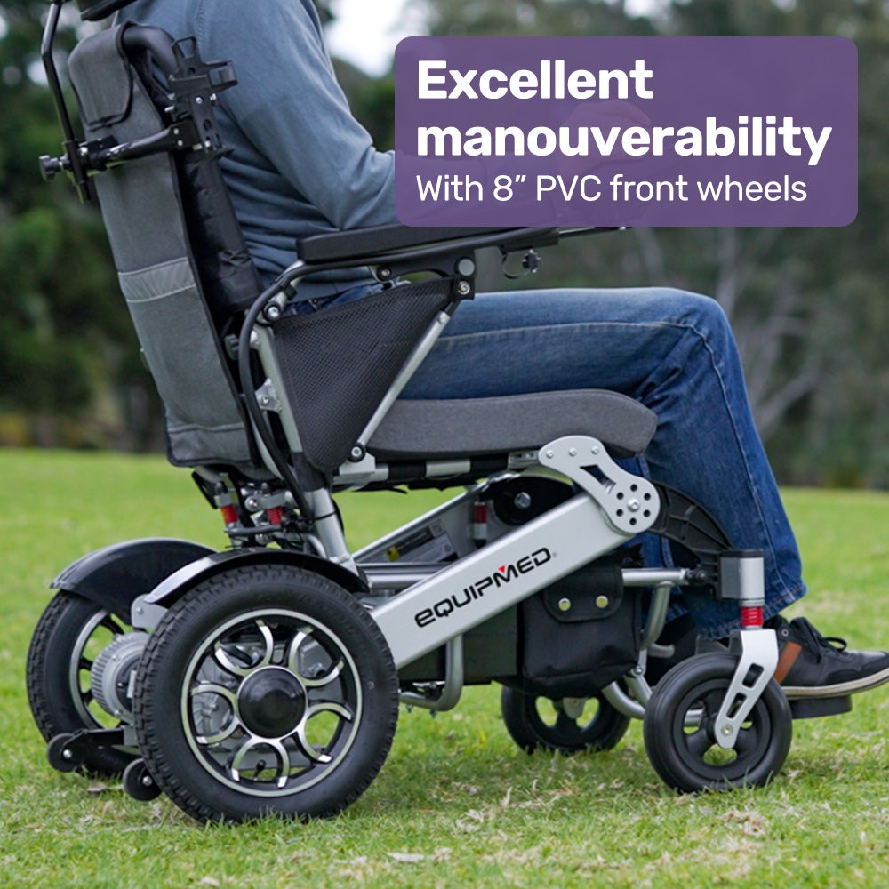 PowerCruise Venture Comfort+ Electric Wheelchair Long Range Remote Control Black/Silver