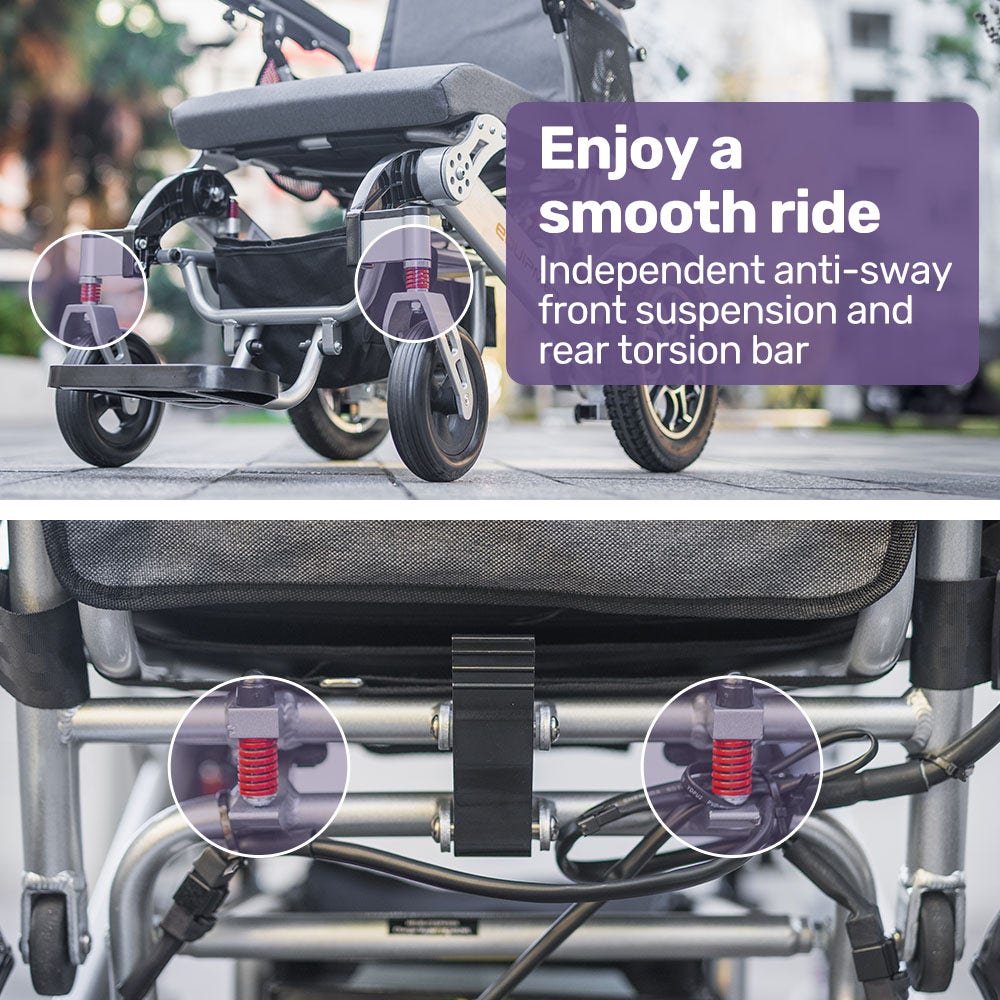 PowerCruise Venture Comfort+ Electric Wheelchair Long Range Remote Control Black/Silver