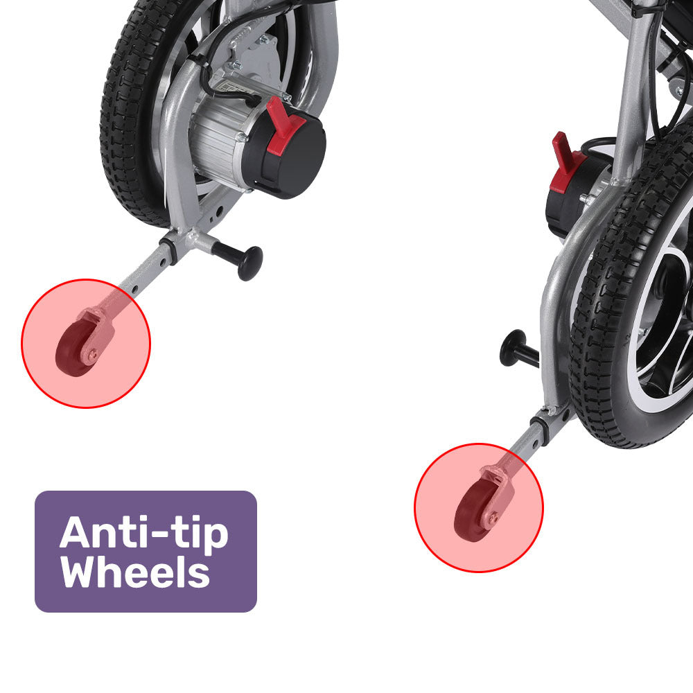 PowerCruise Transit+ Electric Wheelchair Lightweight Long Range Silver
