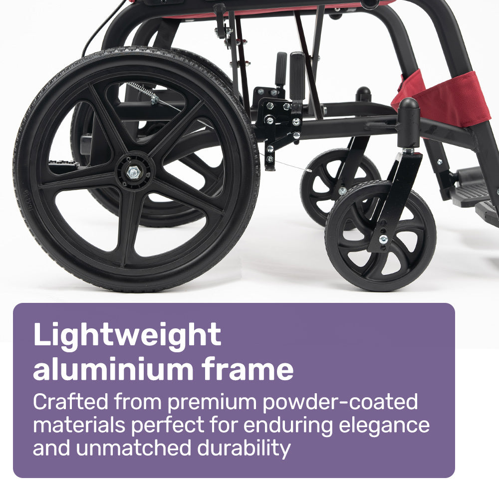 Transitline Lite Folding Wheelchair Lightweight Aluminium Crimson Red