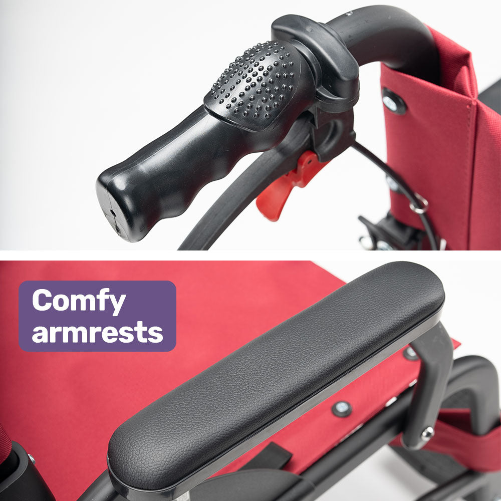 Transitline Lite Folding Wheelchair Lightweight Aluminium Crimson Red