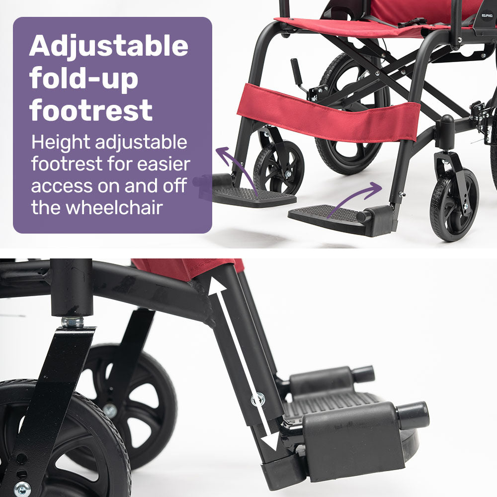 Transitline Lite Folding Wheelchair Lightweight Aluminium Crimson Red