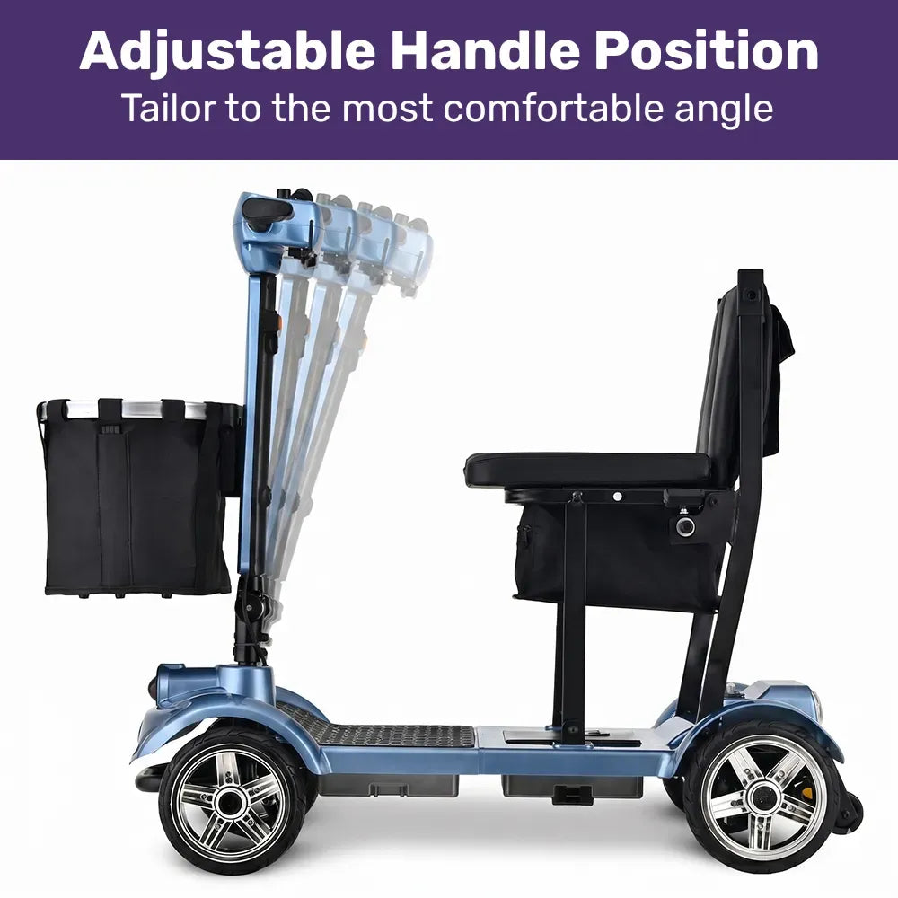 EQUIPMED SmartPacer+ Ultra-Lightweight Mobility Scooter w/ Li-ion Battery, Only 19kg, Foldable, Airline Approved, 120kg Capacity, Blue