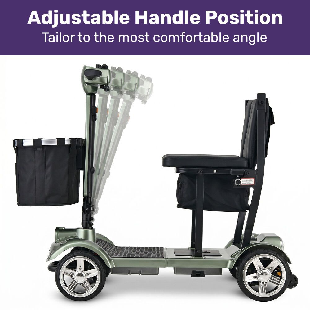 EQUIPMED SmartPacer+ Ultra-Lightweight Mobility Scooter w/ Li-ion Battery, Only 19kg, Foldable, Airline Approved, 120kg Capacity, Green