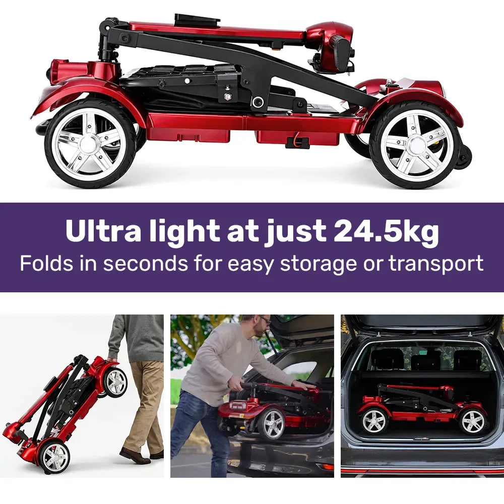 EQUIPMED ComfortCruise Large Mobility Scooter, 15km/h Top Speed, Up to 45km Range, Strong Climbing, 120kg Capacity, Red