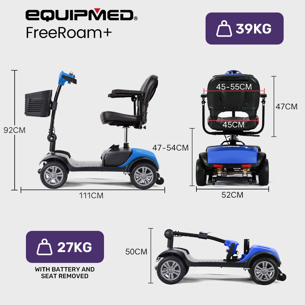 FreeRoam+ Mid Mobility Scooter Lithium Fast Charge Blue