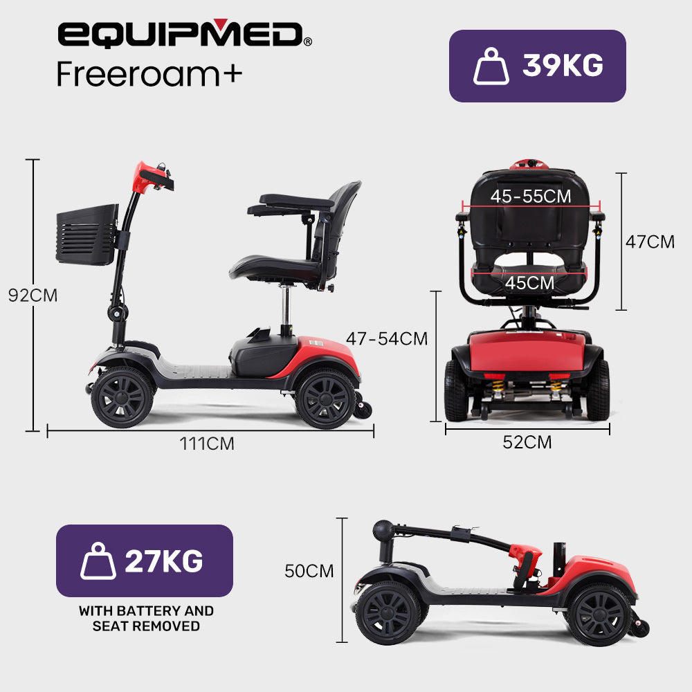 FreeRoam+ Mid Mobility Scooter Lithium Fast Charge Red