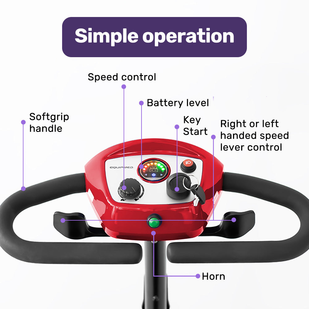FreeRoam+ Mid Mobility Scooter Lithium Fast Charge Red