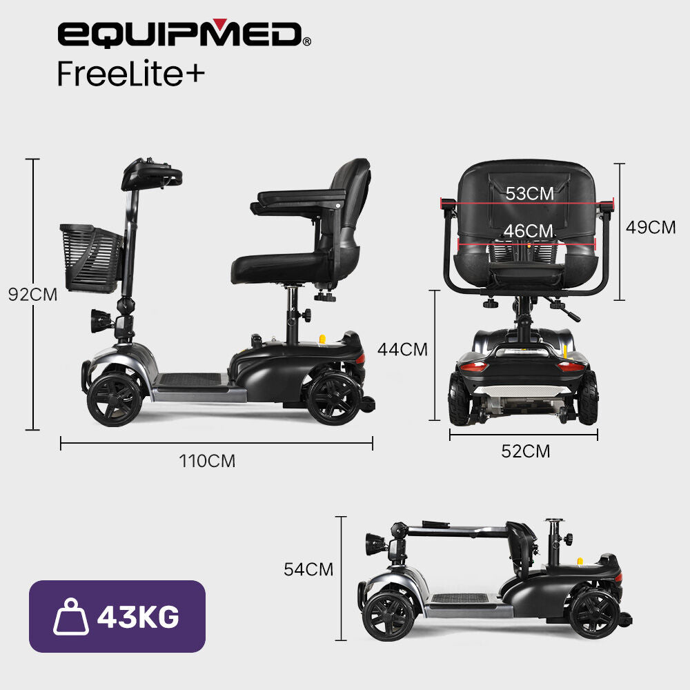 FreeLite+ Mid Electric Mobility Scooter Foldable Lithium Battery Grey