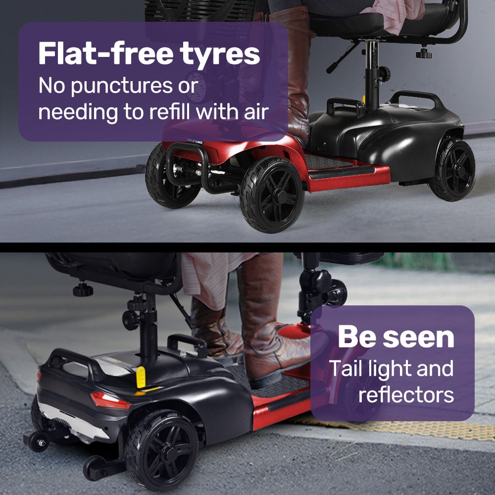 FreeLite+ Mid-Sized Foldable Electric Mobility Scooter Lithium Battery Long Range Red