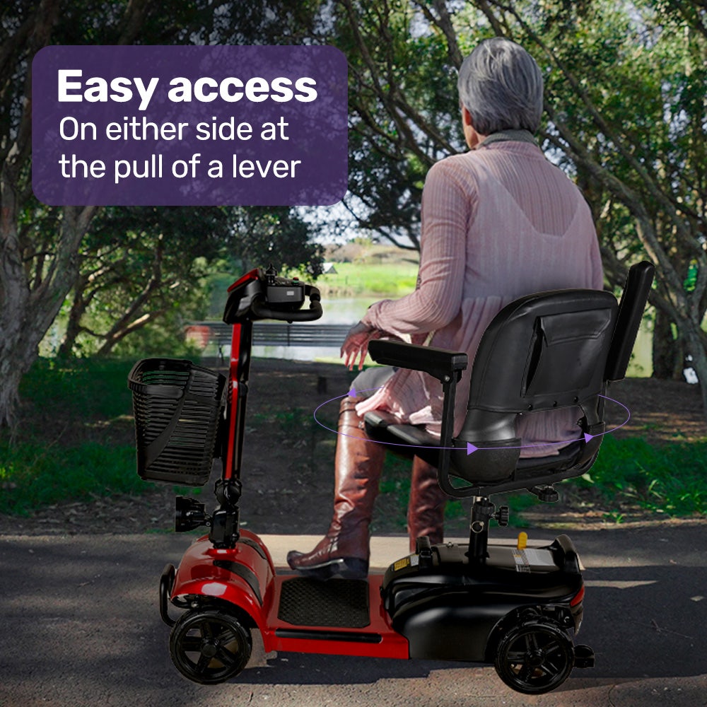 FreeLite+ Mid-Sized Foldable Electric Mobility Scooter Lithium Battery Long Range Red