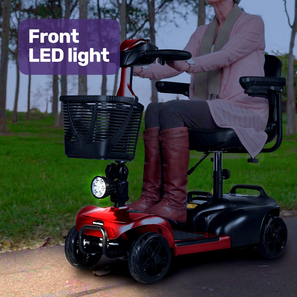 FreeLite+ Mid-Sized Foldable Electric Mobility Scooter Lithium Battery Long Range Red