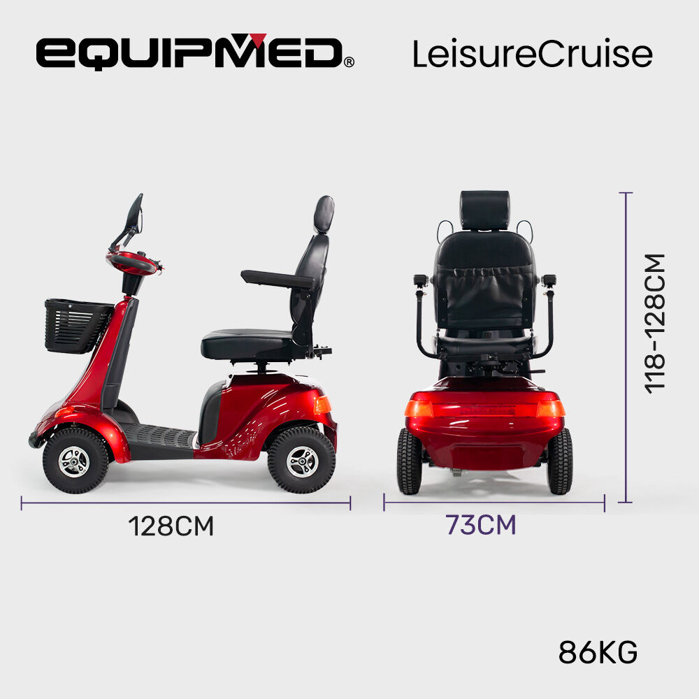 EQUIPMED LeisureCruise Extra Large-Sized, High Power, 182kg Capacity Mobility Scooter - Red