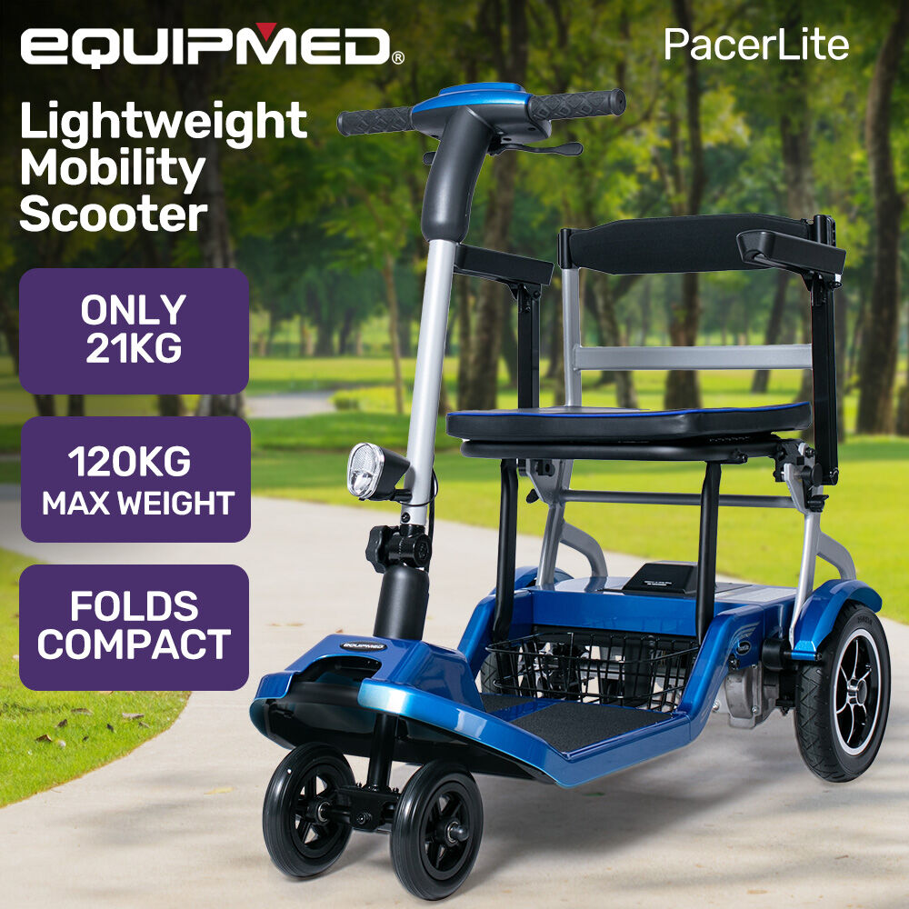 PacerLite Lightweight Folding Electric Mobility Scooter 19kg Blue