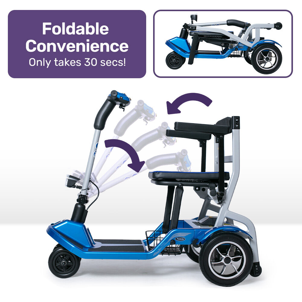 PacerLite Lightweight Folding Electric Mobility Scooter 19kg Blue
