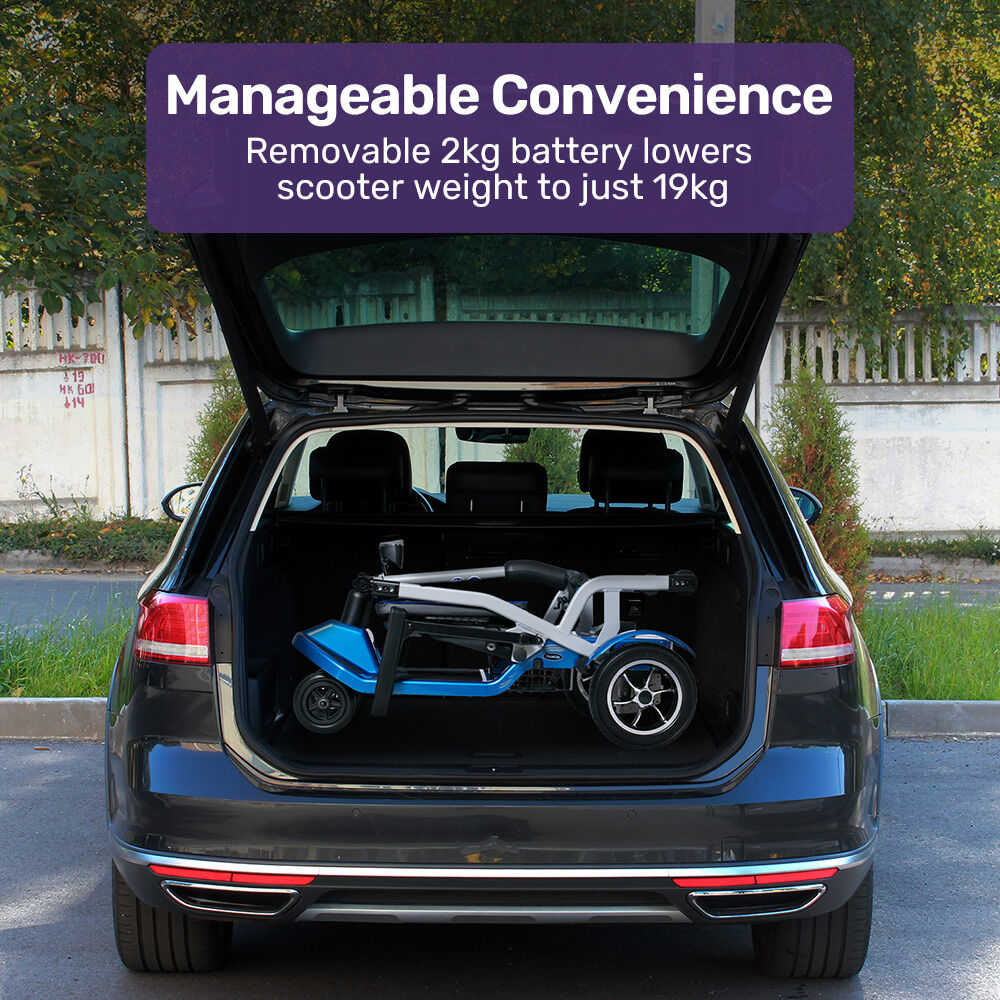 PacerLite Lightweight Folding Electric Mobility Scooter 19kg Blue