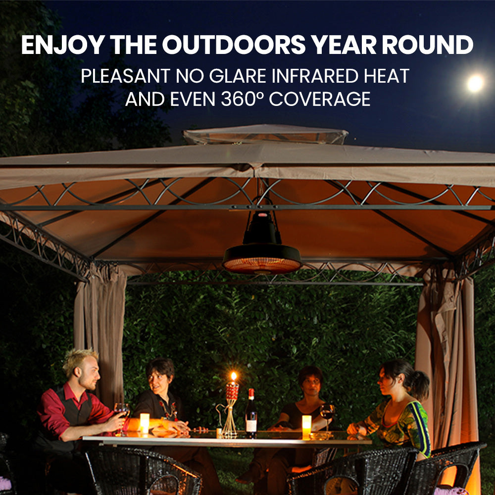Thermomate 1500W Hanging Outdoor Patio Heater Remote Control Black