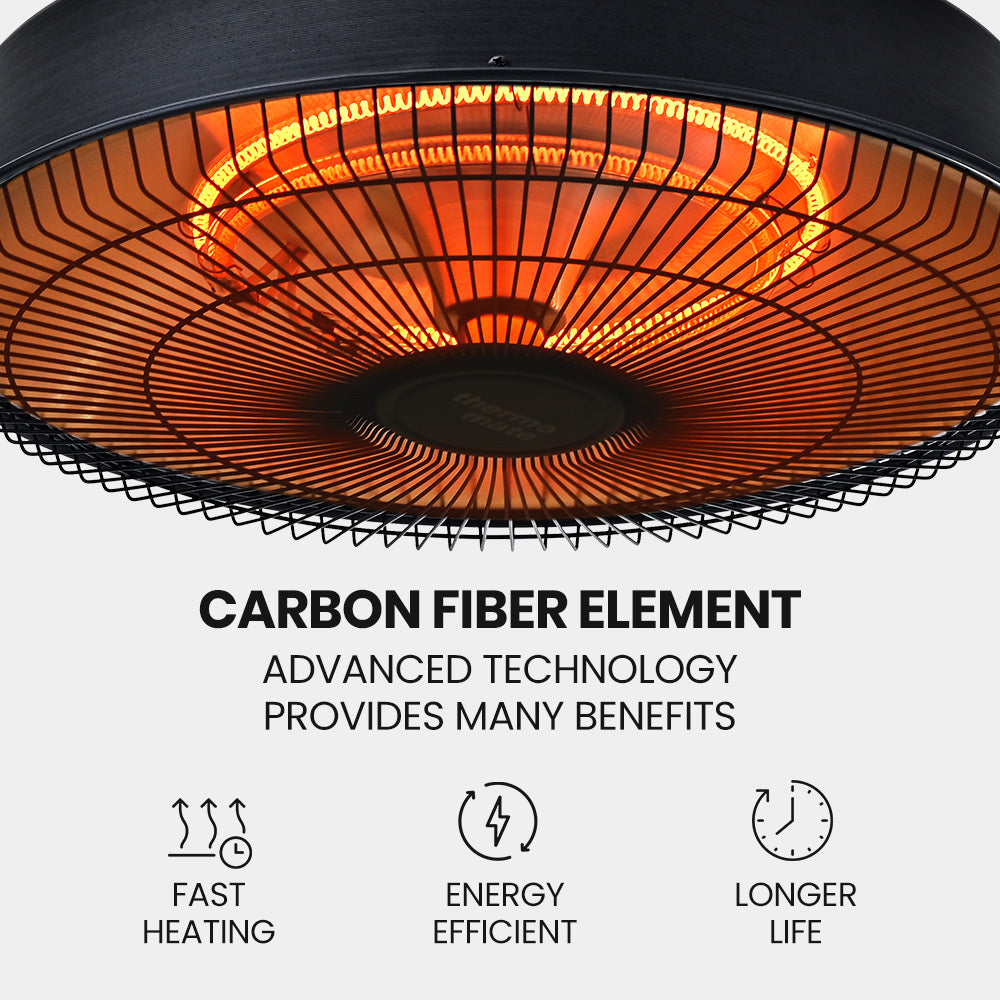 Thermomate 1500W Hanging Outdoor Patio Heater Remote Control Black
