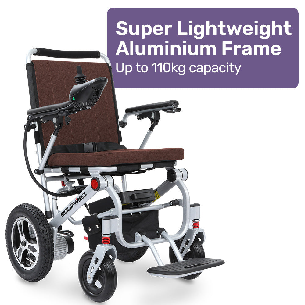 PowerCruise Ultra-Light Electric Wheelchair Aluminium Frame Brown