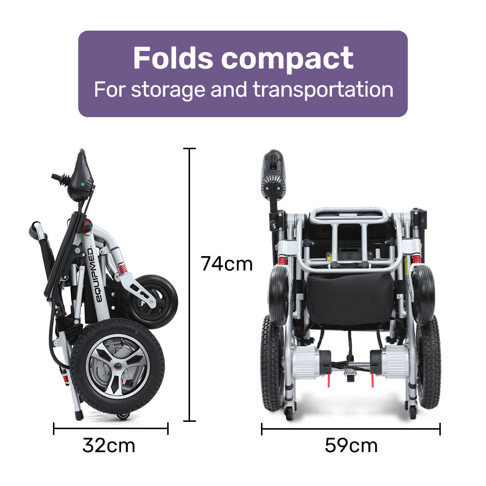 PowerCruise Ultra-Light Electric Wheelchair Aluminium Frame Brown