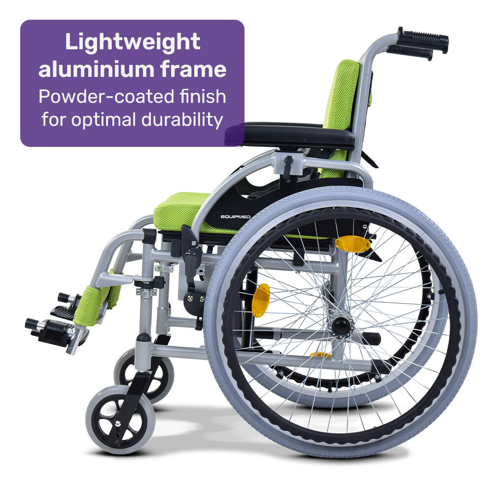 Premium Kids Wheelchair 22" Lightweight Aluminium Green