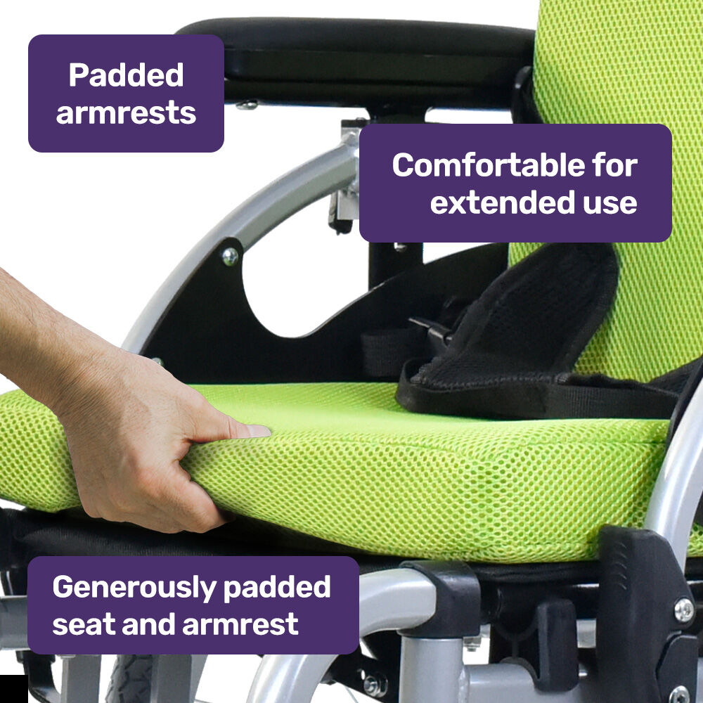 Premium Kids Wheelchair 22" Lightweight Aluminium Green