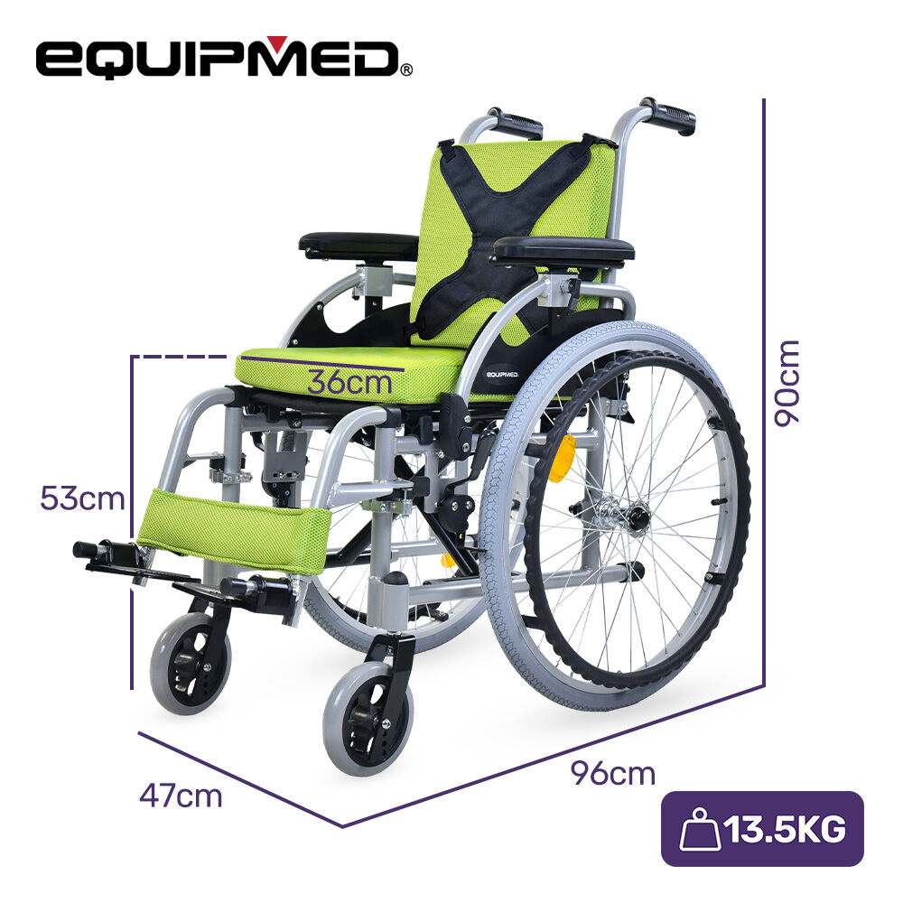 Premium Kids Wheelchair 22" Lightweight Aluminium Green