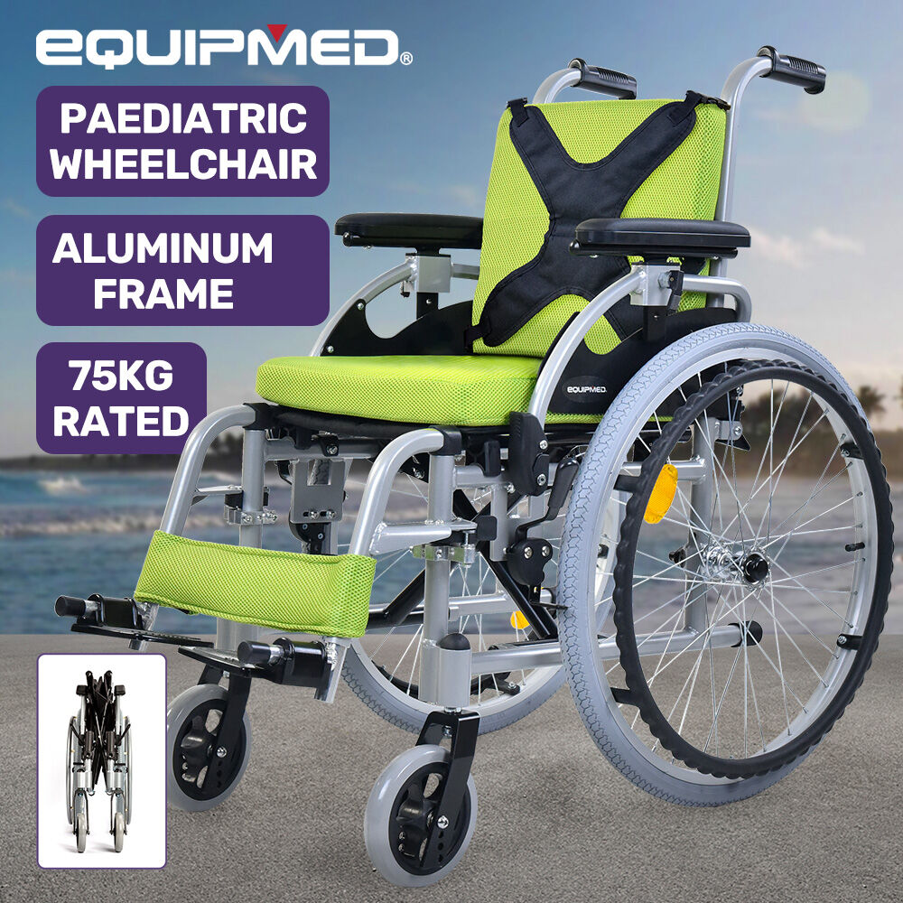 Premium Kids Wheelchair 22" Lightweight Aluminium Green