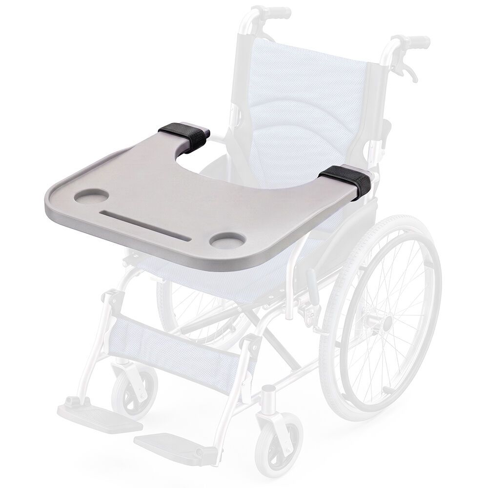 EQUIPMED Wheelchair Lap Tray with Cup Holder & Device Slot, Grey