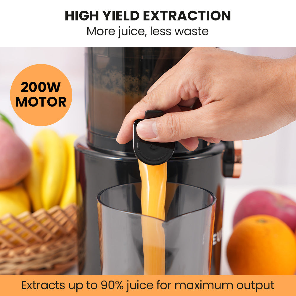 EuroChef Cold Press Juicer 200W Large Chute Charcoal Grey