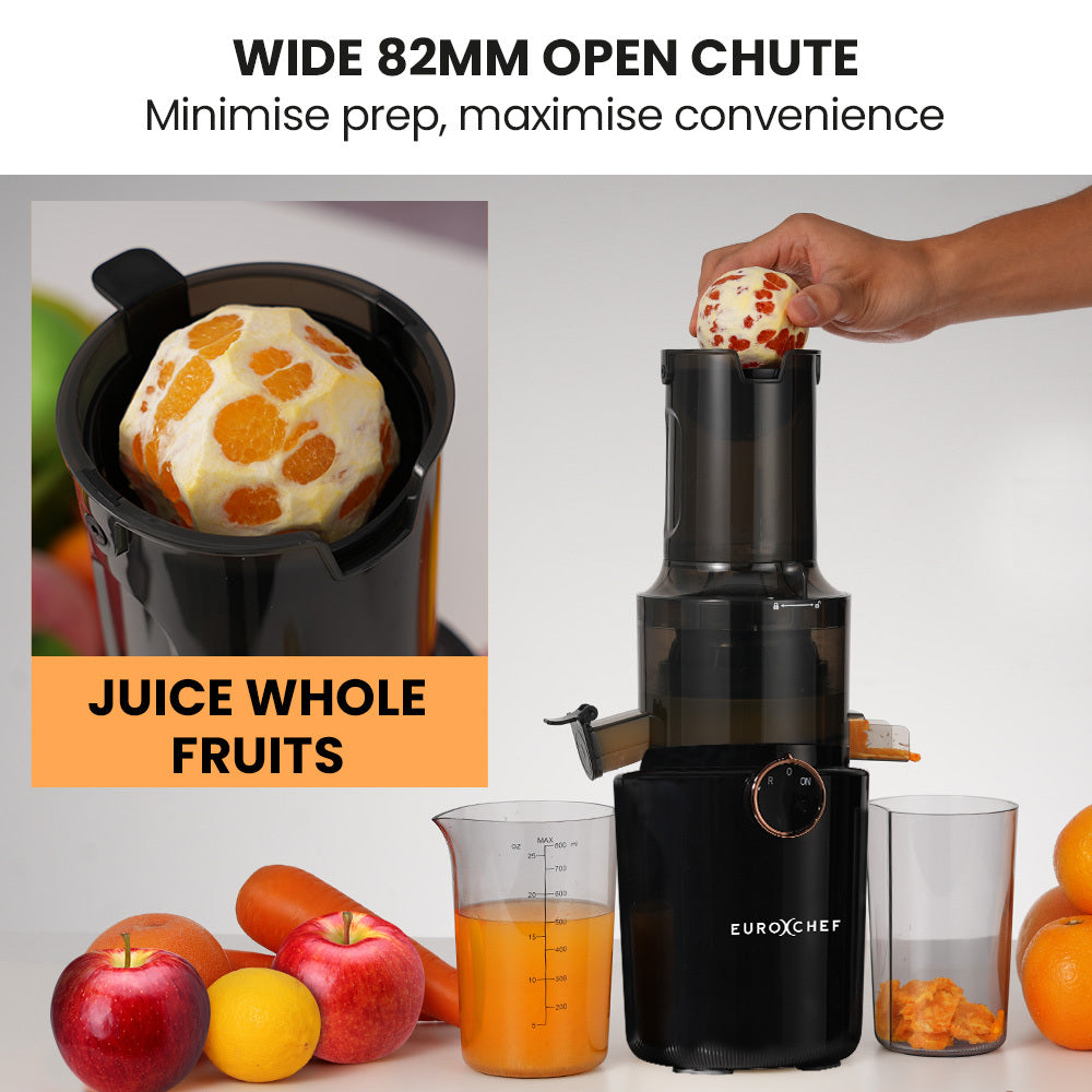 EuroChef Cold Press Juicer 200W Large Chute Charcoal Grey