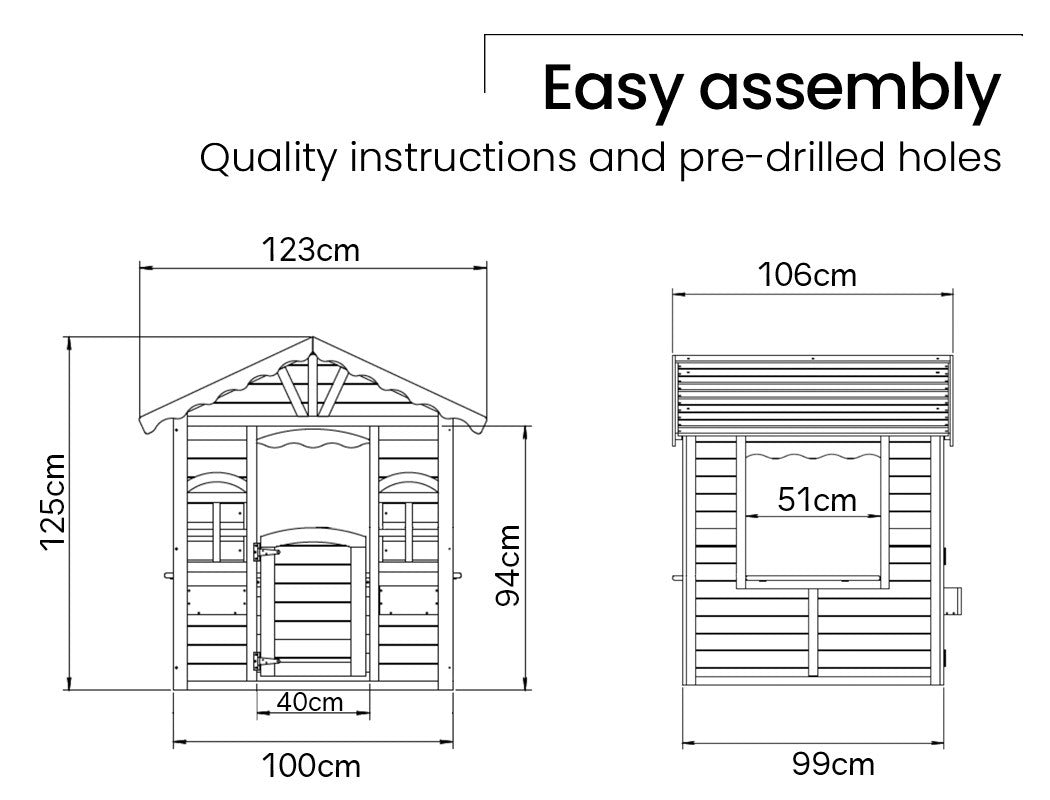 Weather Resistant Timber Cubby House Cottage - Rovo Kids