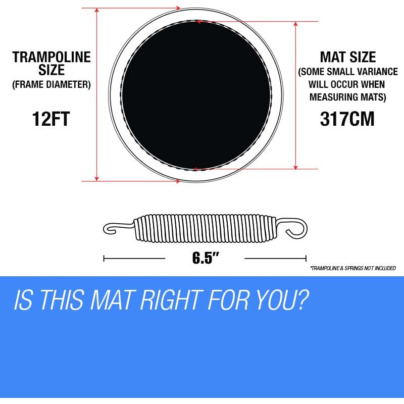 High-Strength 12ft Round Trampoline Mat, 72 Springs - UP-SHOT™