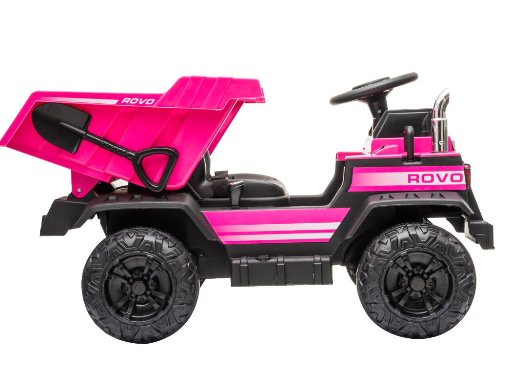 Pink Electric Ride-On Dump Truck with Bluetooth - Rovo Kids