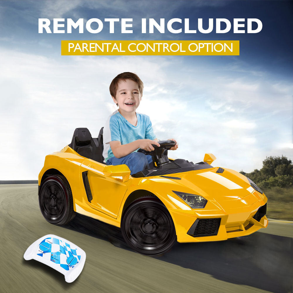 Yellow Lamborghini Ride-On Car, Remote Control, ROVO KIDS